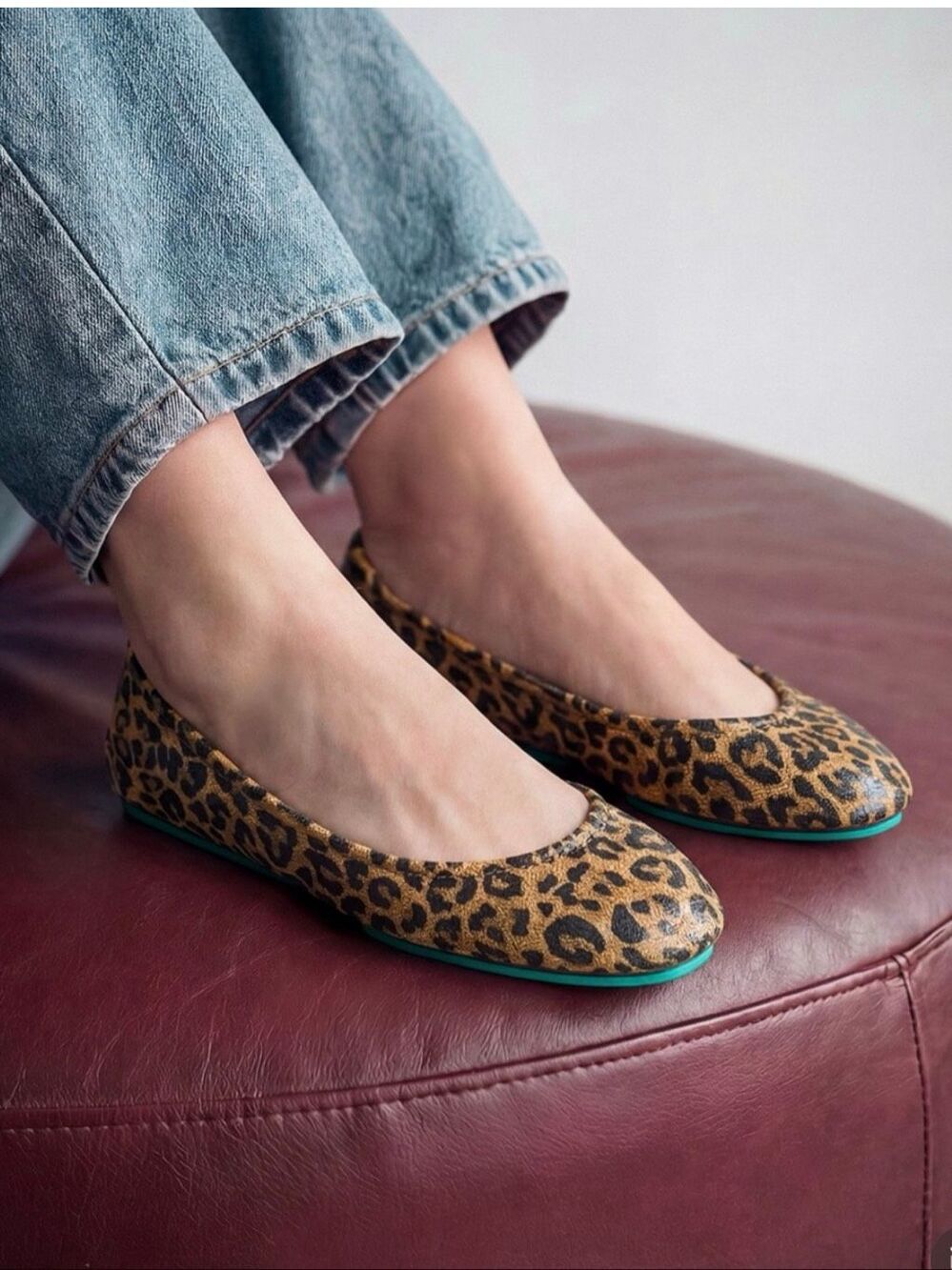 Tieks Leopard Print Ballet Flats animal print design on leather size 6